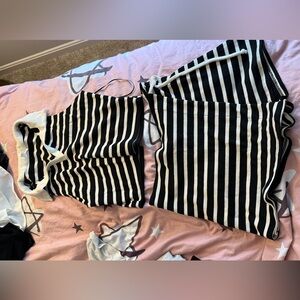 Black and White Striped Knit Set